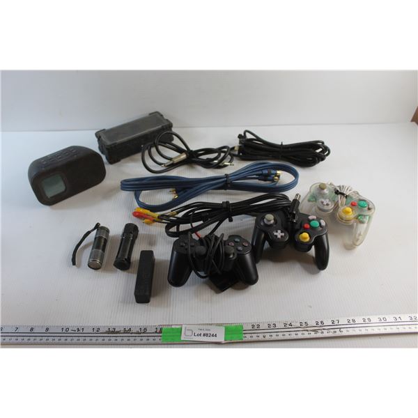 Bluetooth Speaker & Alarm Clock, Flashlights, Power Bank, Console Controllers and RCA Cables