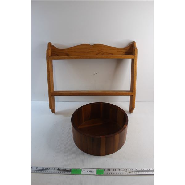 Wooden Shelf and 100% Acacia Wood Bowl
