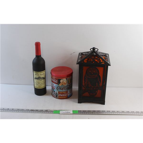 Wine Tools, Electric Candle Lantern - Tested and Coca Cola Tin