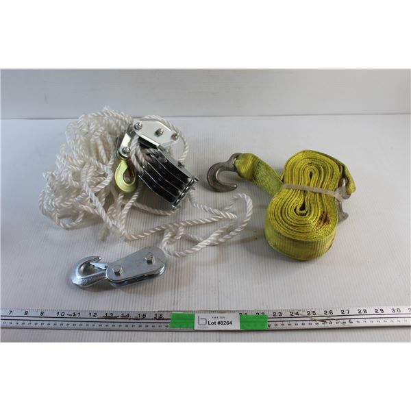 Towing Strap and Heavy Duty Rope Pulley Hoist
