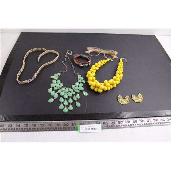 Assorted Costume Jewelry, Infocus Reading Glasses