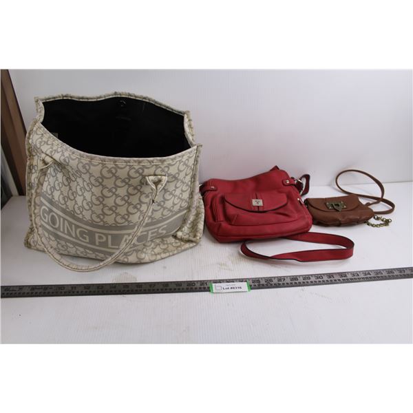 (3) Bags (Ardene Going Places Travel Tote, Ricardo Shoulder Bag, Small Hand Bag)