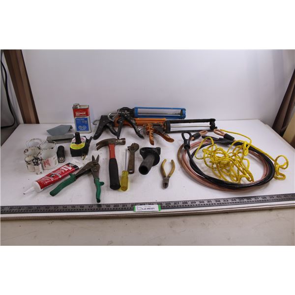 Assorted Tools (Caulking Guns, Heat Magnet, Drill Bits, Misc.)