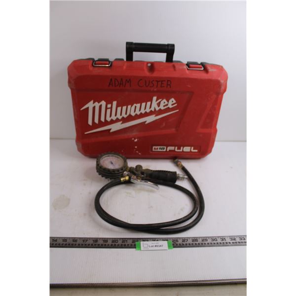 Milwaukee Empty M18 Fuel Plastic Case, Air Compressor Hose with Meter
