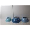Image 2 : (3) Blue Glass Pyrex Nesting Bowls- 9.75", 8.5", 7"