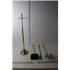 Image 1 : Gold Colored Fireplace Accessories with Stand 24.25" Tall- Poker, Shovel, Broom