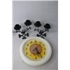Image 2 : 8.5" Sunflower Clock (Needs Battery), (6) Candleholders, (6) Salt & Pepper Shakers, Misc.