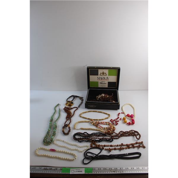 Mark IV Cigar Box and Assorted Necklaces
