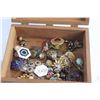 Image 3 : Wooden Jewelry Box, Necklaces, Bracelets, Tie Pins and Misc.