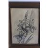 Image 2 : Framed Floral Pencil Art Painting 15'' x 12''
