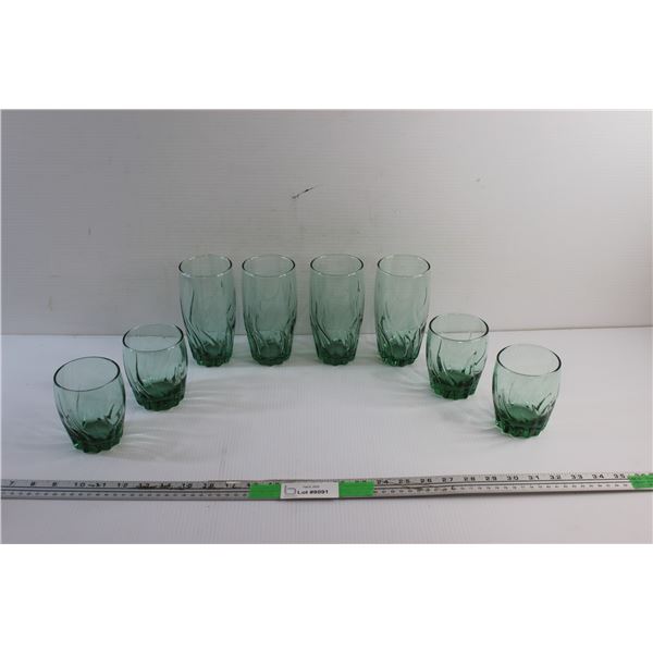 (8) Turquoise Glass Cups