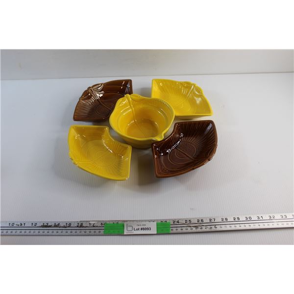 Ceramic Snack Relish Dish Set - Chipped