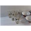 Image 2 : (4) 6'' Enamel Bowls and (6) Decorative Glass Cups