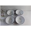 Image 4 : (4) 6'' Enamel Bowls and (6) Decorative Glass Cups