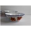 Image 6 : (4) 6'' Enamel Bowls and (6) Decorative Glass Cups