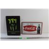 Image 1 : Coca Cola and Monster Energy Signs 12'' x 7''