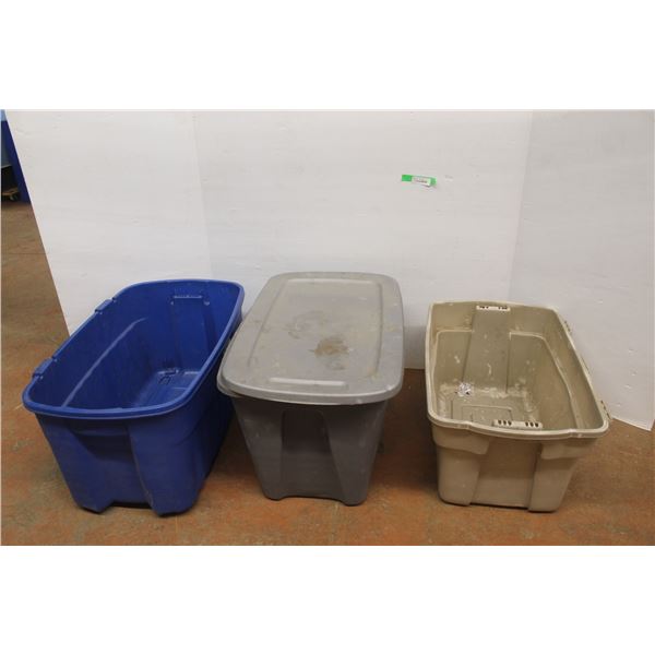 *(3) Large Sterlite Plastic Totes and (1) Lid 32'' x 19'' x 20''