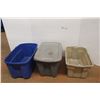 Image 1 : *(3) Large Sterlite Plastic Totes and (1) Lid 32'' x 19'' x 20''