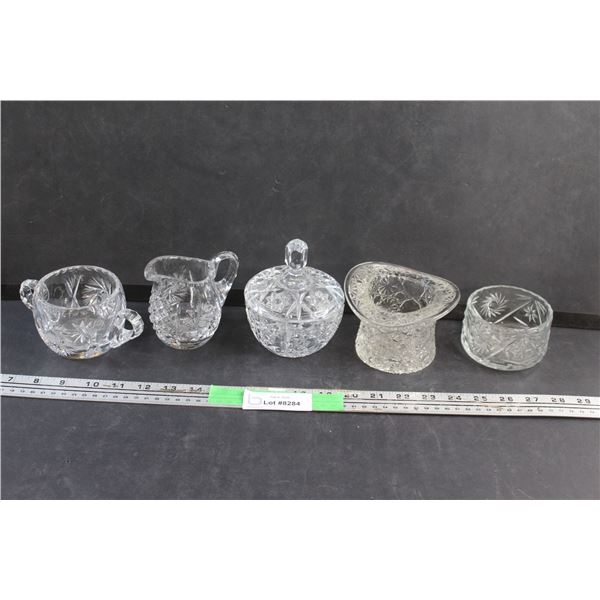 Glass Cream & Sugar Set and Candy Dishes