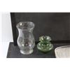 Image 2 : Kerosene Lamp, (4) Glass Platters, Vases, Sugar Dish and Goblets