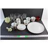 Image 1 : Glass Goblets, Saucers & Tea Cups, Dining Plate, Candle Cup, Anniversary Mug, Salt Shaker and Misc.