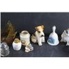 Image 4 : Porcelain Animal Figurines, Ceramic Bell, Salt & Pepper Shakers, Tea Cup, Amber Glass Candle Holder 