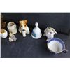 Image 6 : Porcelain Animal Figurines, Ceramic Bell, Salt & Pepper Shakers, Tea Cup, Amber Glass Candle Holder 