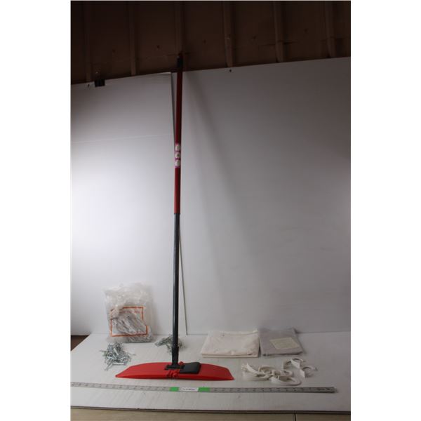Vileda Telescopic Mop 53" Tall, (2) Shower Curtains with Hooks and Drapery Hooks