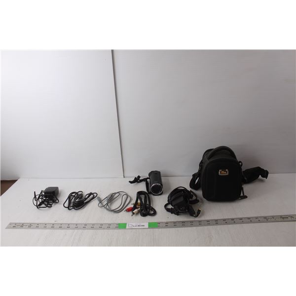 JVC Everio Digital Camera with Case and Cords, Powers On