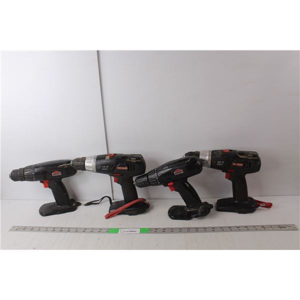 (4) 18V Cordless Drills (Jobmate, Craftsman)- No Batteries, Untested
