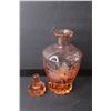 Image 3 : Orange Etched Glass Decanter 7.75" Tall & (4) Shot Glasses