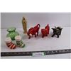 Image 1 : (3) Ceramic Bull Figurines, Jesus Statuette 6.5" Tall, Christmas Stocking Salt & Pepper Shakers