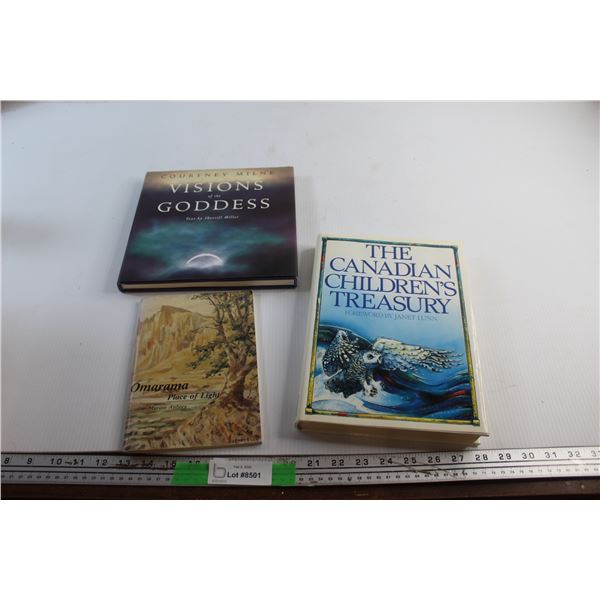 (3) Books - Visions of the Goddess, Omarama Place of Light and The Canadian Children's Treasury