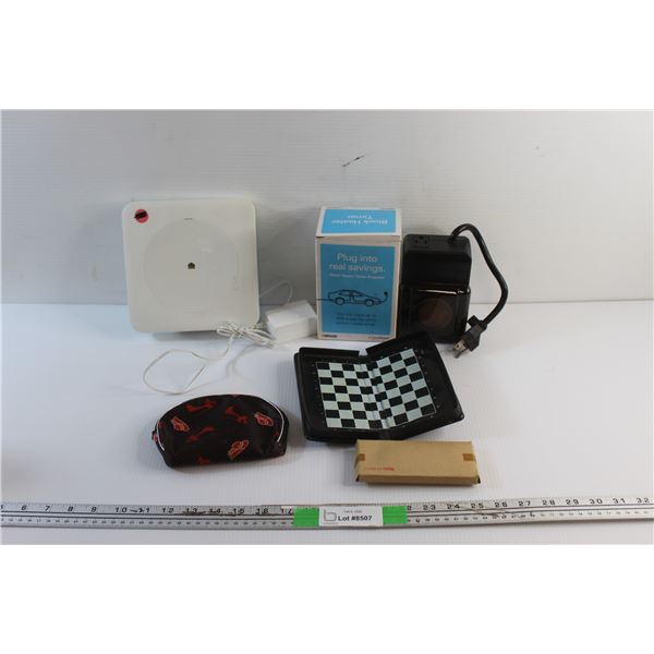 Wink Connected Home Hub, Block Heater Timer - As Is, Chess/Checkers Game Board and Makeup Bag