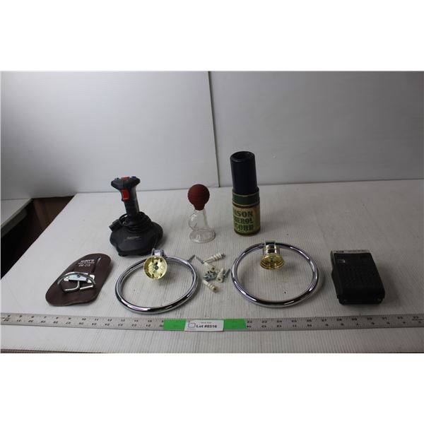 Koyo 8 Transistor Radio- As Is, Quick Shot Remote, Vintage Breast Pump, Misc.
