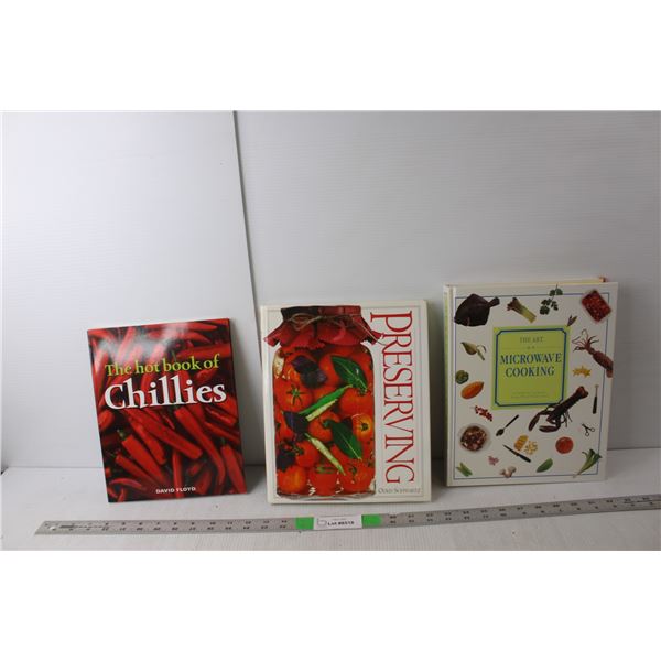 (3) Cook Books- The Hot Book of Chilis, The Art of Microwave Cooking, Preserving