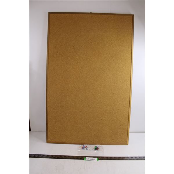 Wood Framed Cork Bulletin Board 35" x 23" with Tacks Collection