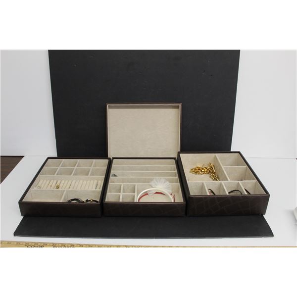 4 -Tier Jewelry Box with Assorted Costume Jewelry Contents