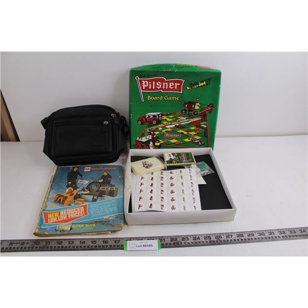 Pilsner Board Game, Vintage 1975 MacLeod's Catalog, Mode Amenities Travel Bag