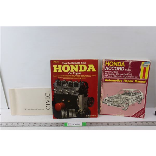 (3) Honda Car Manuals- Accord, Civic, Engine Rebuild