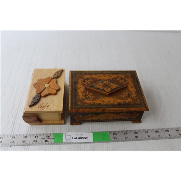 (2) Wood Storage Boxes- Italy & Cuba , Up to 2.5" Tall x 7" Long x 5.25" Wide