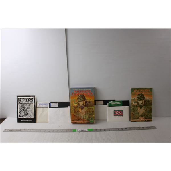 (2) Vintage Atari Brand Floppy Disk Games- Battalion Commander , 1985 and Nato Commander, 1983. As I