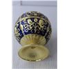 Image 3 : TXX Gold and Blue Colored Embossed Metal Ash Tray, Globe with Rotating Lid 4".5" Tall