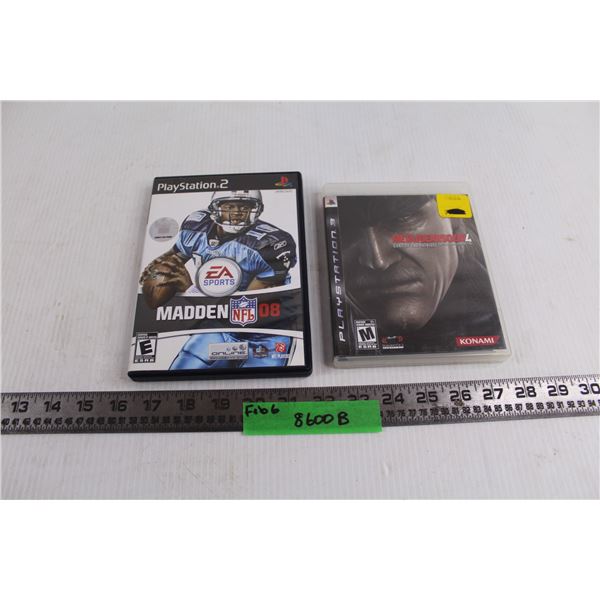 (2) Video Games (PS2 Madden 08, PS3 Metal Gear Solid 4)