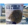 Image 1 : (3) PCS 70 GRADE CHAIN W/ GRAB HOOKS