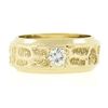 Image 5 : Vintage 14K Gold .28 ctw Round Pave Diamond Wide Nugget Finish Solitaire Band Ri