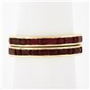Image 1 : Pair of 18k Gold Channel GIA Vivid Red Burma Ruby Eternity Stack Band Guard Ring