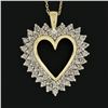 Image 2 : Classic 14K TT Gold 1 ctw Champagne Diamond Open Heart Pendant w/ Chain Necklace