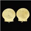 Image 2 : Vintage 14K Yellow Gold Detailed Polished Seashell Shell Screw Back Earrings