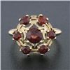 Image 2 : Vintage 10k Yellow Gold 1.65 ctw Round Brilliant Cut Garnet Cluster Platter Ring